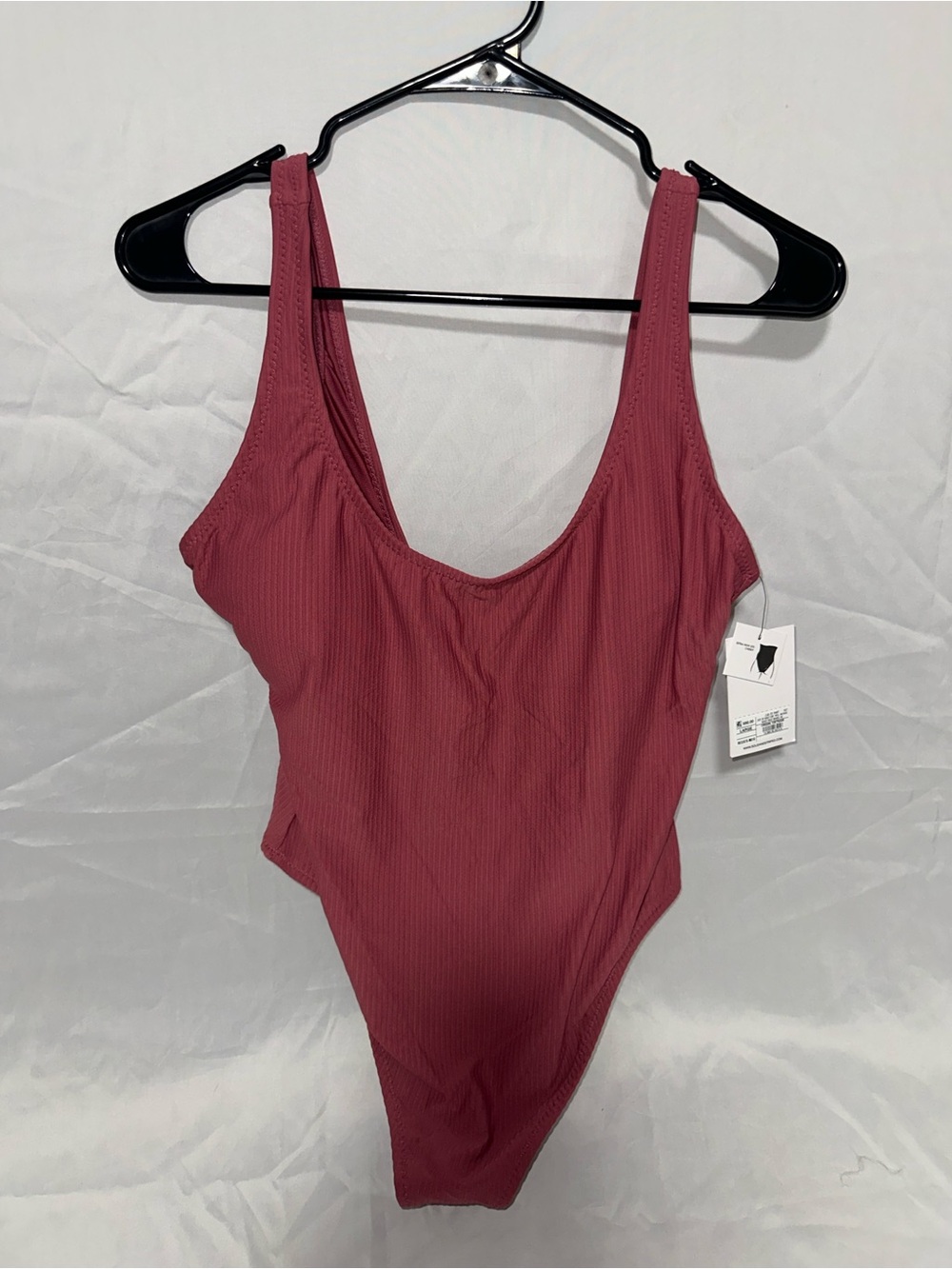SOLID & STRIPED Ribbed Scoop One-Piece Swimsuit - Dusty Rose